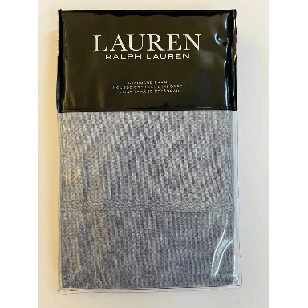 Ralph Lauren Graydon Melange Chambray Blue Standard Sham $120 NEW